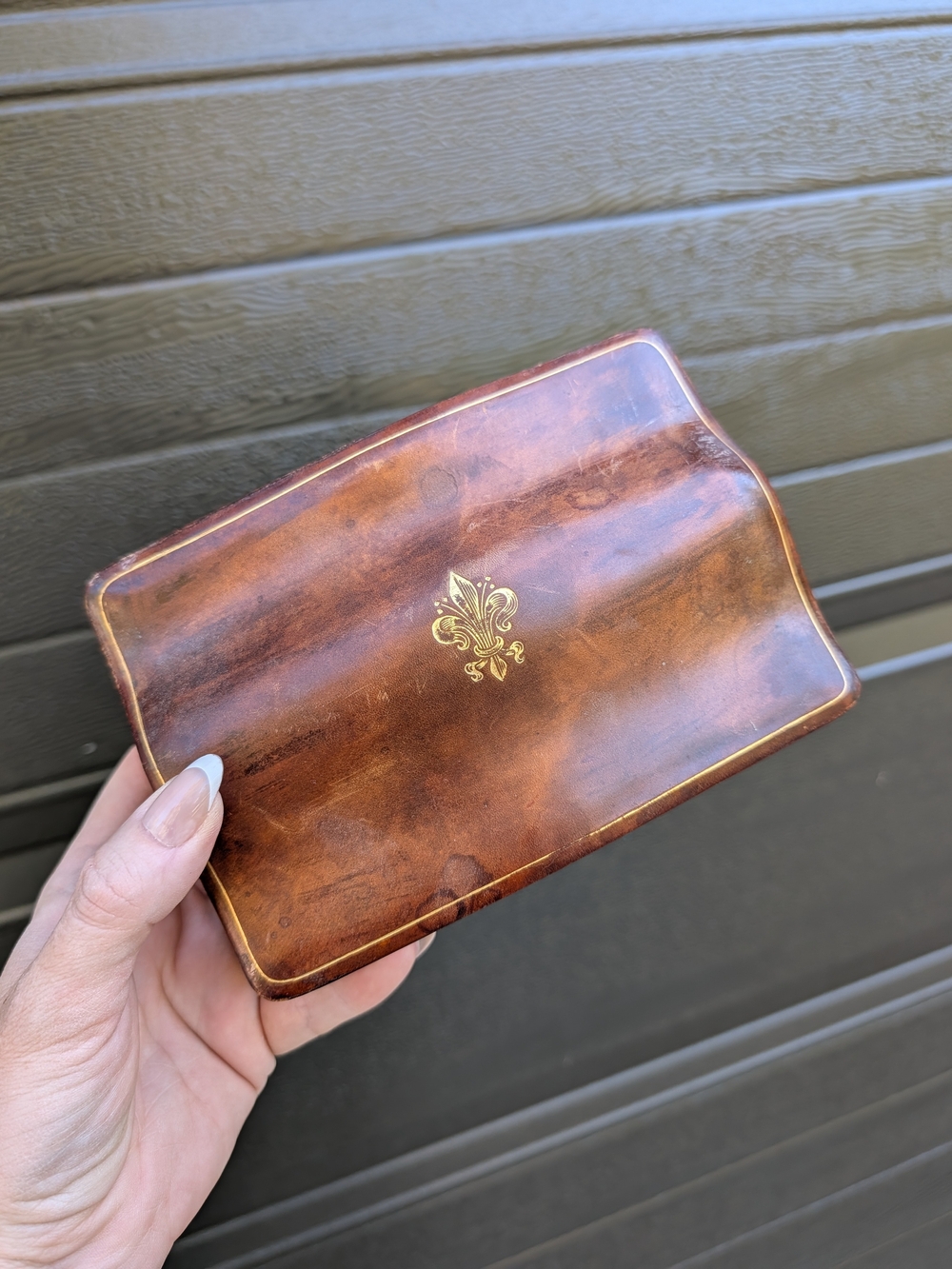 Travel Valet Box with Gold Fleur-de-Lis Accent - Brown Jewelry Box